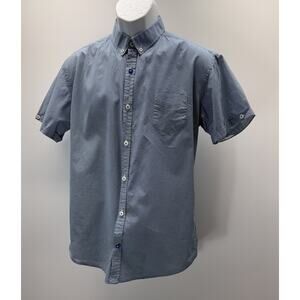 Steel & Jelly London Men Large Blue White Short Sleeve Athletic Fit